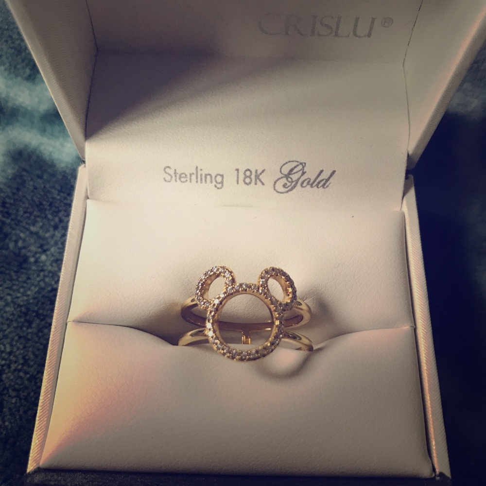 Disney Parks 18k gold plated CZ Mickey ring size 8